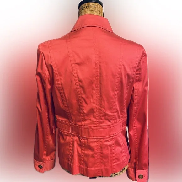 Jones New York Signature Sz M Orange Women’s Utility Jacket with Stretch - Picture 2 of 11